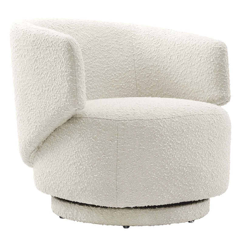 Celestia Boucle Fabric Fabric and Wood Swivel Chair image number 0