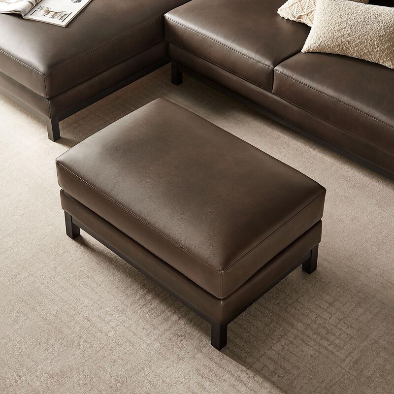 Modway Roscoe Vegan Leather Ottoman in Toast - Faux Leather Rectangular Footstool for Living Room, Bedroom, or Lounge Seating image number 8