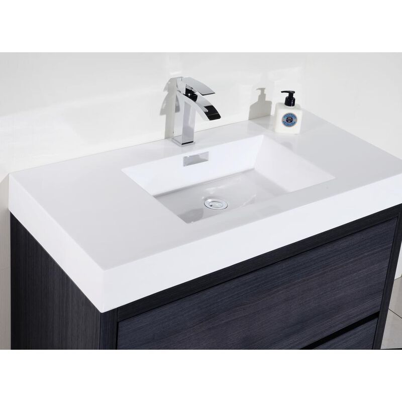 Kubebath Bliss 40 Gray Oak Free Standing Modern Bathroom Vanity