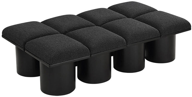 Meridian Furniture Pavilion Black Boucle Fabric Bench