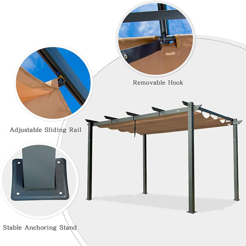 Streamdale Aluminum Pergola with Retractable Sun Shade image number 3