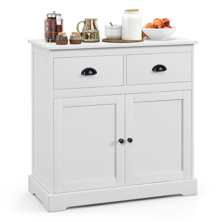 Kitchen Buffet Storage Cabinet with 2 Doors and 2 Storage Drawers-White
