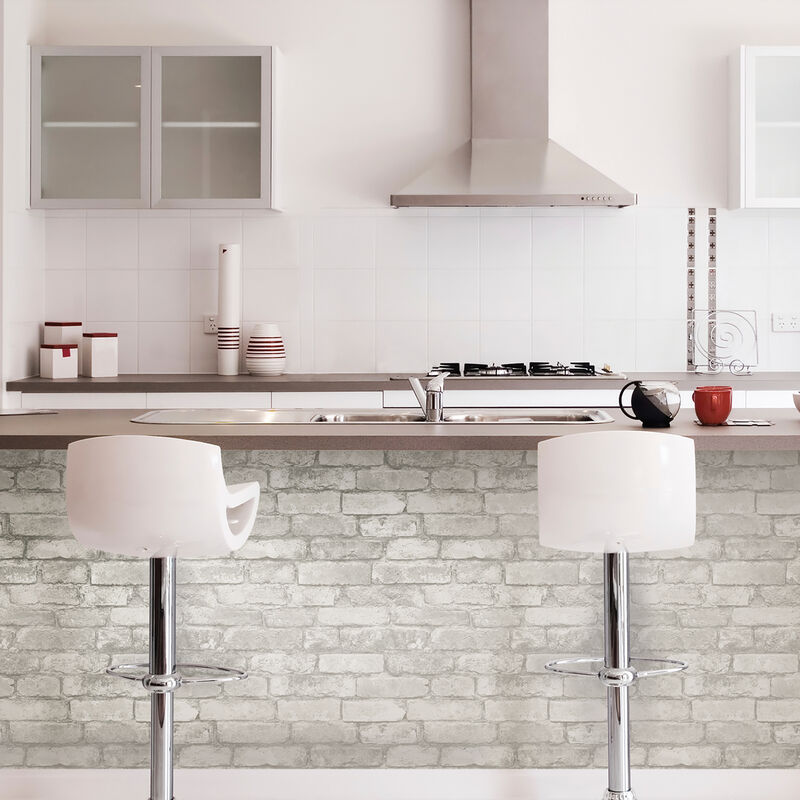 Grey Brick Peel & Stick Wallpaper image number 4
