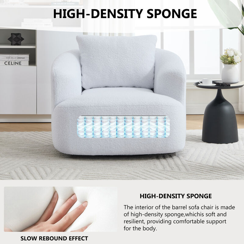 GOODSILO 360-Degree Swivel Round Upholstered Comfort Chair with Plush Pillow image number 9