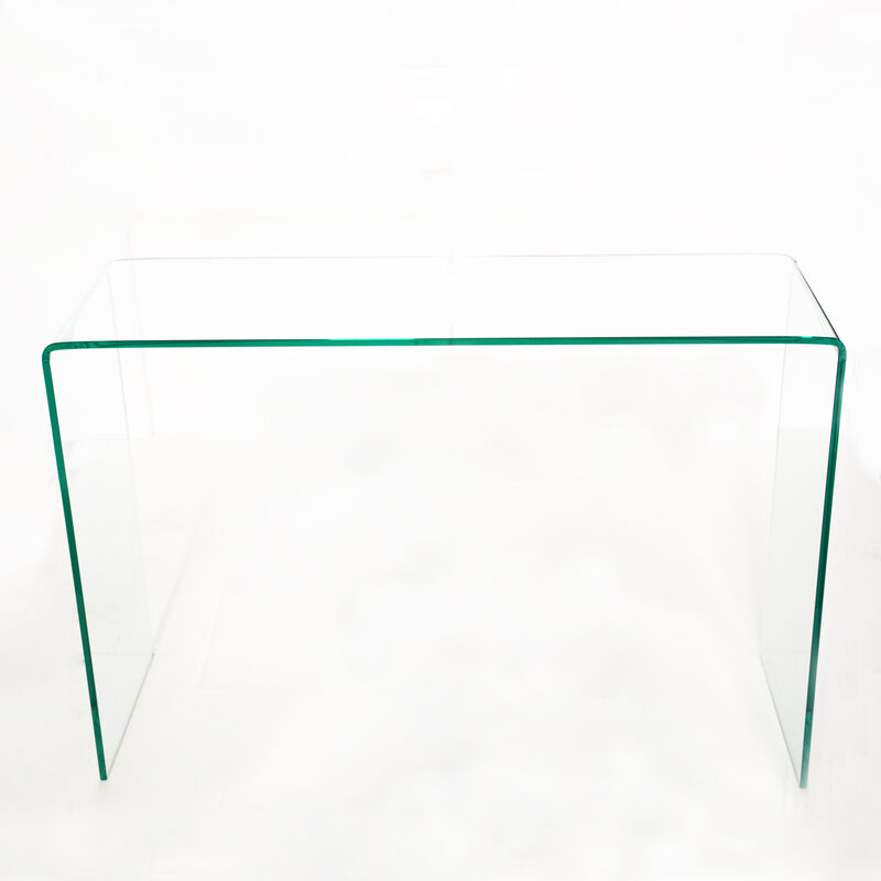 Transparent Console Table Tempered Glass Table with Rounded Edges Ideal for Living Rooms or Entryways