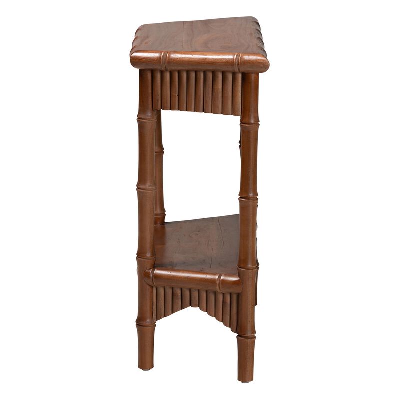 bali & pari Alessa Mahogany Wood Console Table - Fluted Wood Accent Table with Bamboo Motif and Two-Tier Display for Living Room, Entryway, or Hallway, 32 in. image number 2