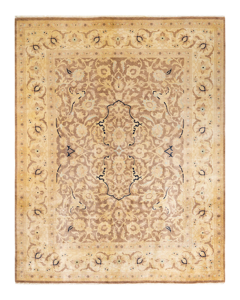 Eclectic, One-of-a-Kind Hand-Knotted Area Rug  - Brown, 9' 1" x 11' 8"