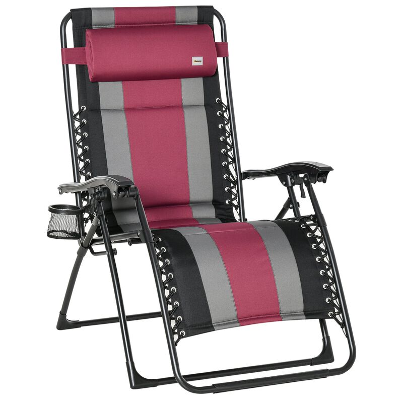 Red Outdoor Relaxer: Zero-Gravity Folding Recliner with Cupholder