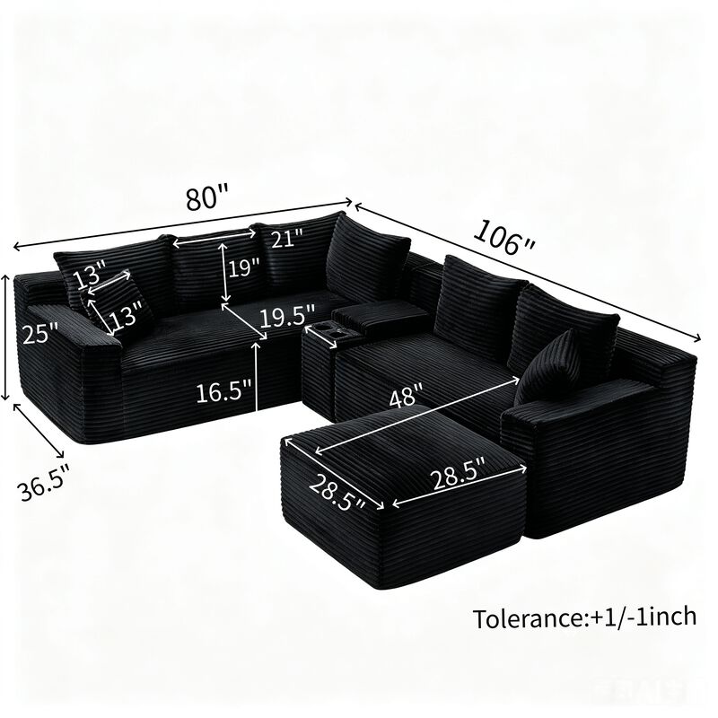 Prink L-Shaped Modular Sectional Sofa image number 6