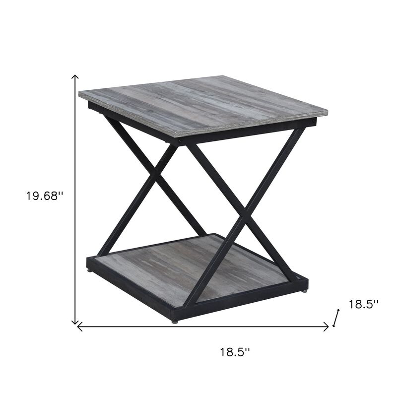 Homezia 20" Black And Brown Manufactured Wood Square End Table