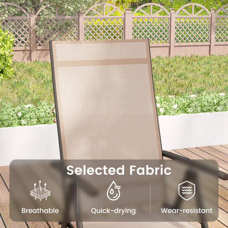 Hivvago 1 Piece Patio Folding Dining Chairs with 7-Level Adjustable High Backrest