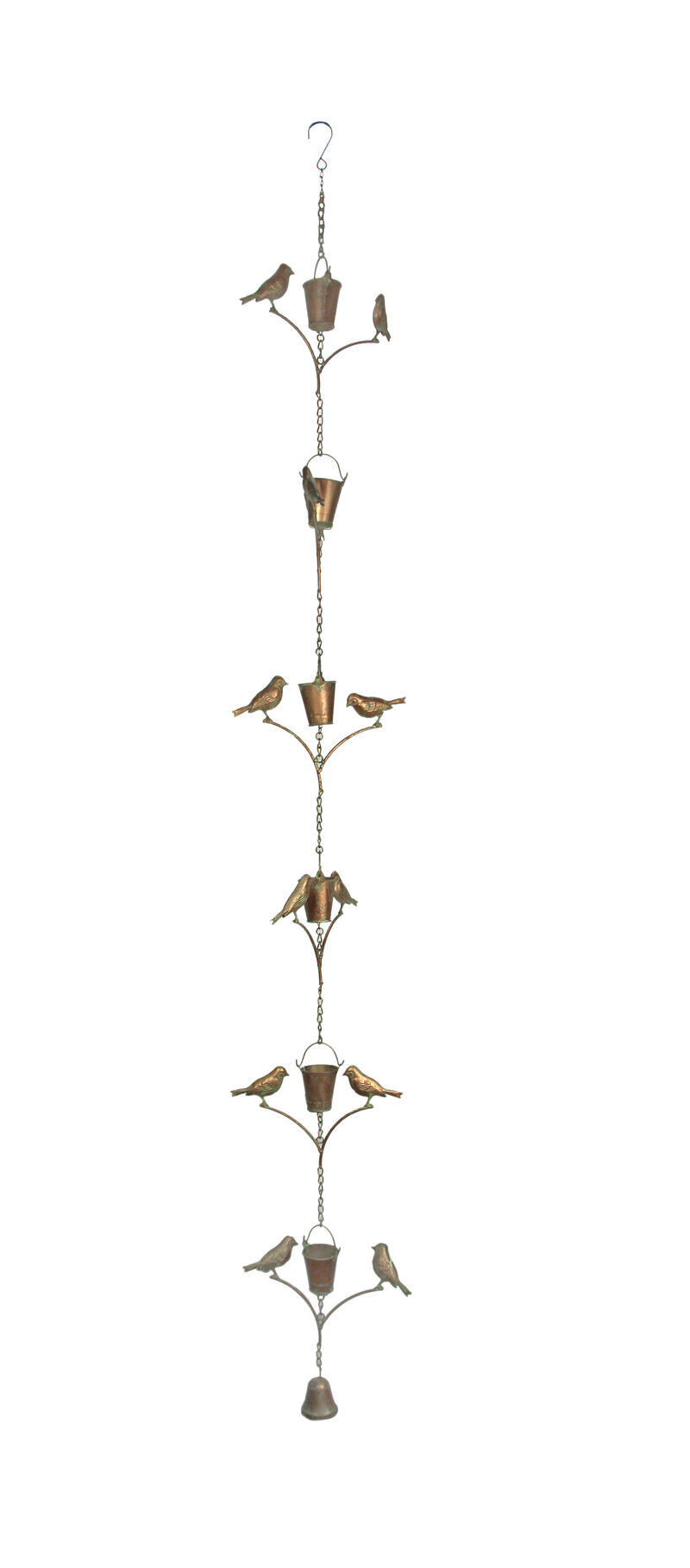 78 Inch Aged Copper Metal Rain Chain Decorative Bird Patio Decor Garden Accent image number 0
