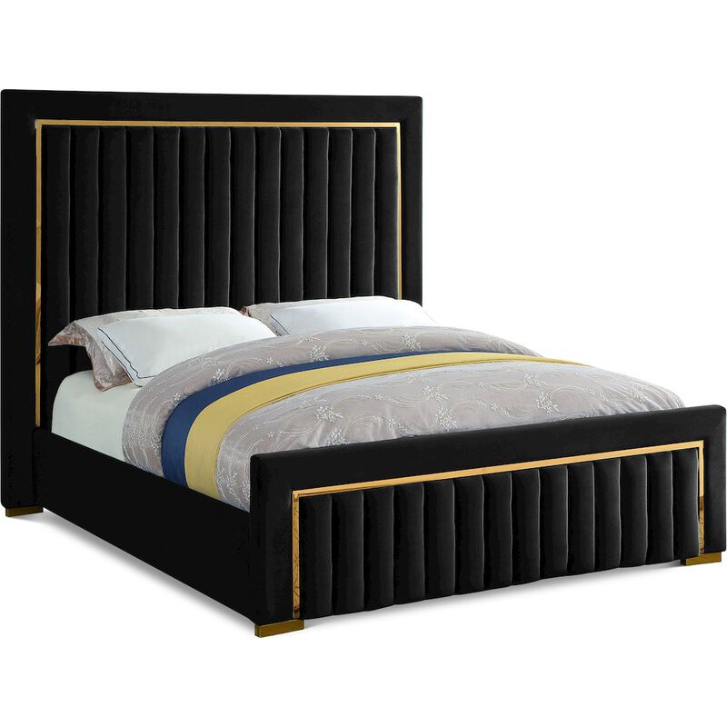 Meridian Furniture Dolce Black Velvet Queen Bed