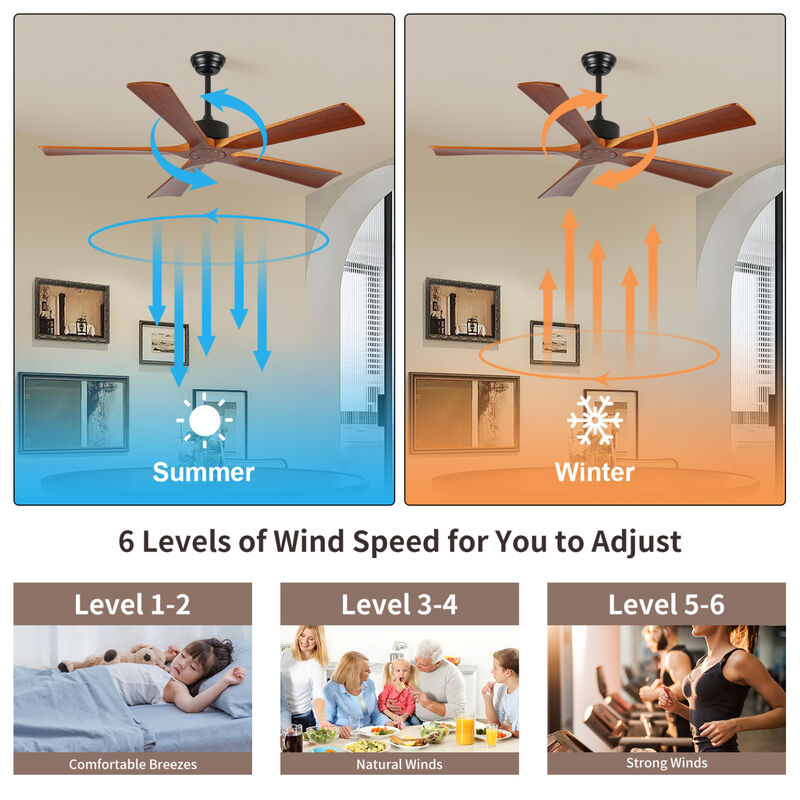 ELEMENT ACE 52 Inch 5-Blade DC Motor Ceiling Fan with Light and Remote, Quiet Reversible Operation for Indoor Outdoor Use in Patios, Living Rooms, Bedrooms, Offices image number 6