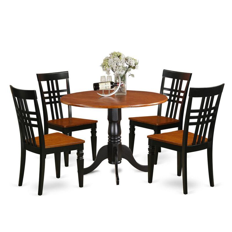 5 PC Dining room set with a Dining Table and 4 Dining Chairs in Black and Cherry