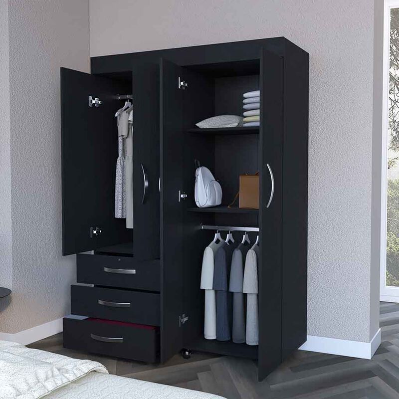 Mobile Armoire Velvet, Bedroom, Black