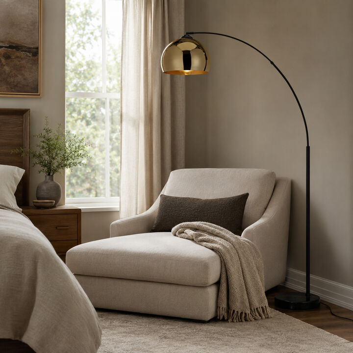 Arquer Arc Metal Floor Lamp with Bell Shade, Gold
