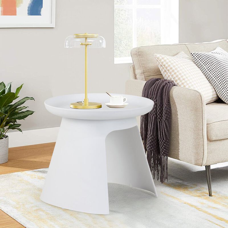 Glamour Home Balius White Plastic Round End Table