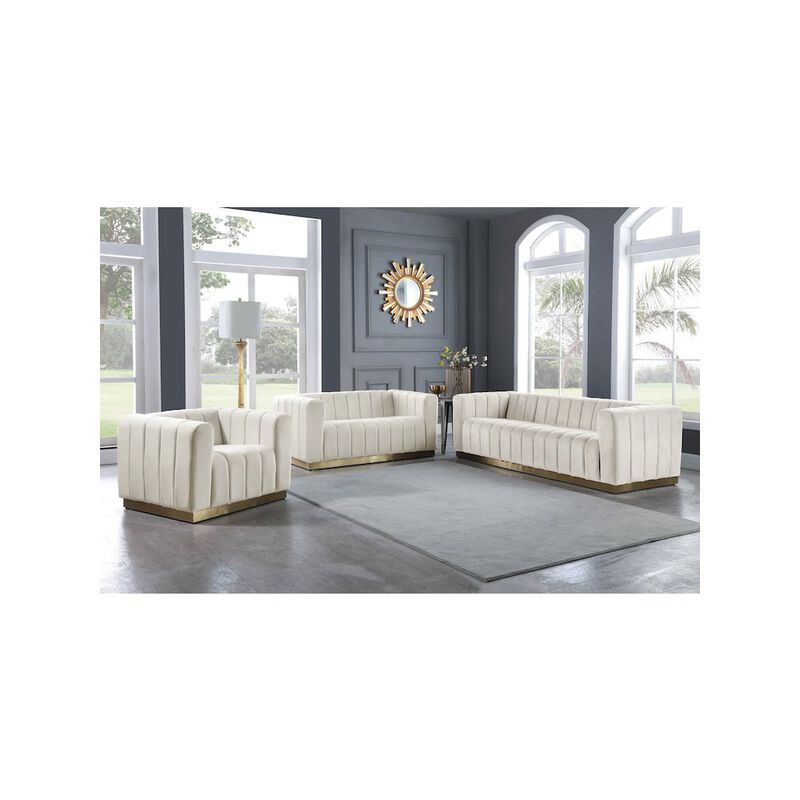 Meridian Furniture Marlon Cream Velvet Sofa