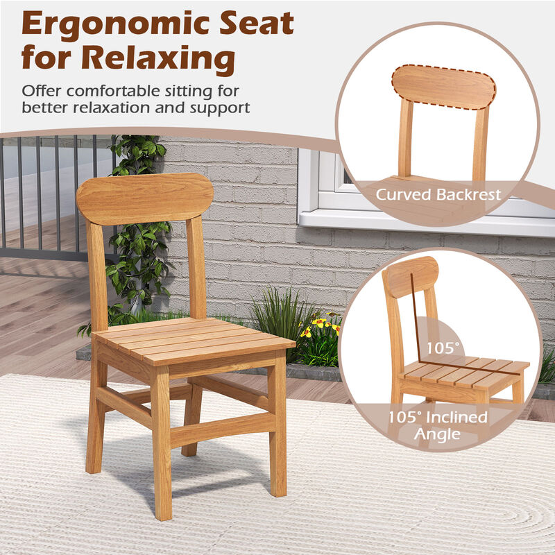 Outdoor Patio Teak Wood Chair Single Piece image number 6