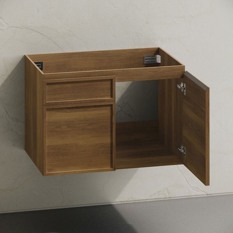 St. Tropez 30" Wall-Mounted Bathroom Vanity Cabinet without Top in Brown Oak image number 3