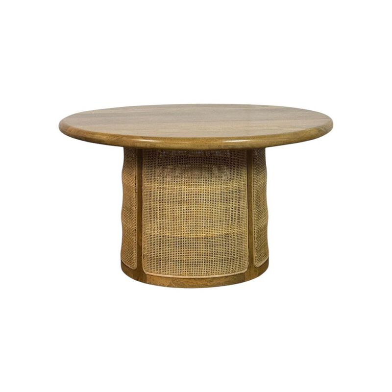 Carolina Chair & Table Marlowe 30 Cane Drum Base Coffee Table - Blonde Acacia