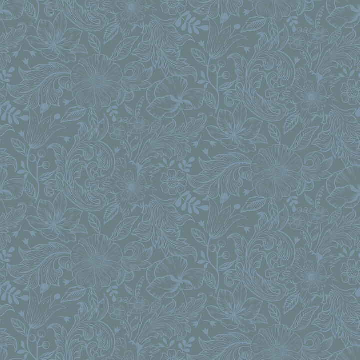 Wilma Blue Block Print Wallpaper