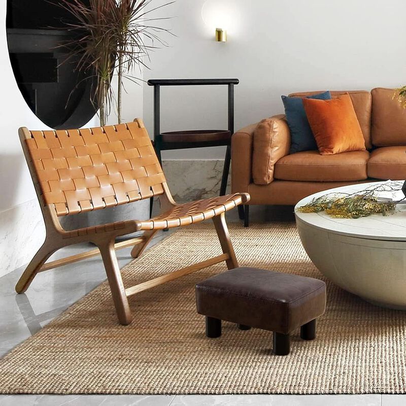 ShipItFurniture Espresso Brown PU Leather Small Rectangle Footstool image number 2