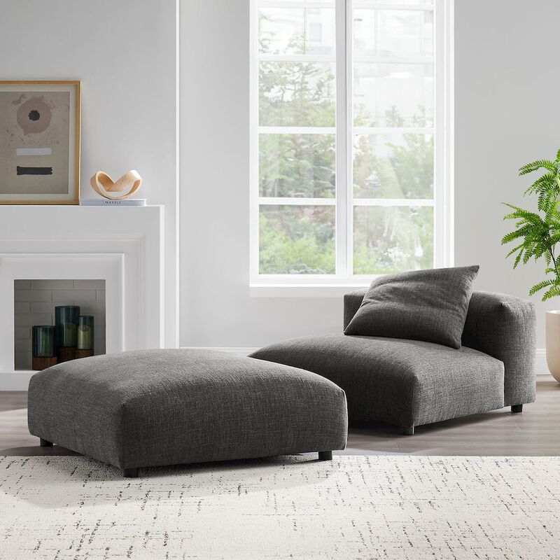 Solace Modular Upholstered Fabric Armless Chair and Ottoman Set image number 8