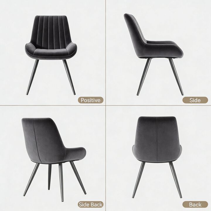 Modern Ribbed Fabric Upholstered Dining Chair Set of 4