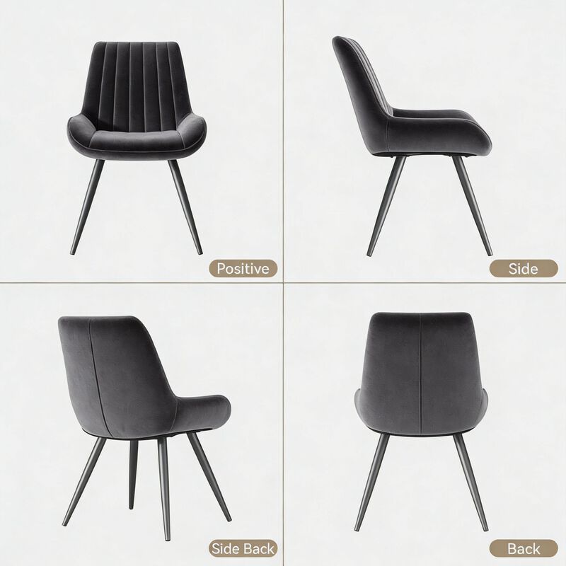 Modern Ribbed Fabric Upholstered Dining Chair Set of 4 image number 1