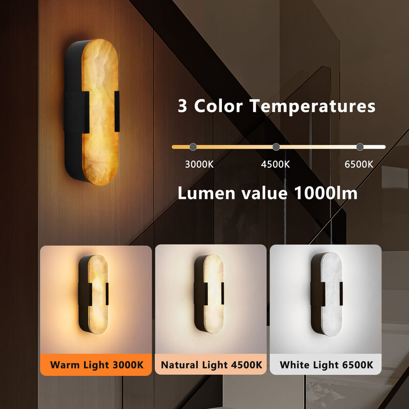 3.5 in. LED Wall Sconce with Marble Shade (Set of 2)