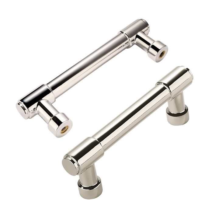 ZAUYX Solid Heavy Duty Jasper Pulls 20 Pack Polished Nickel Cabinet Pulls 3-3/4 Inch Hole Centers for Kitchen Cupboard Handles M