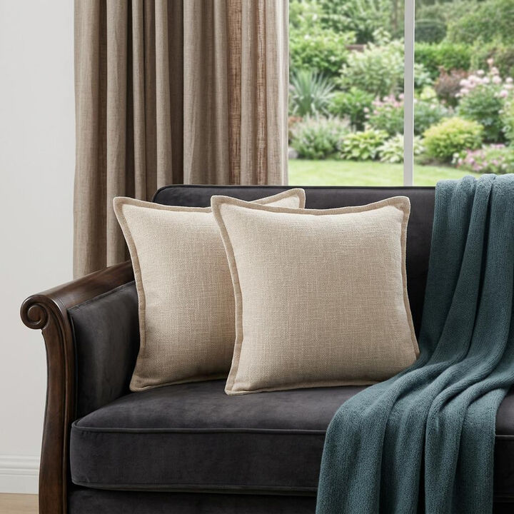 HomeRoots Set of Two 20" Beige Cotton Throw Pillows