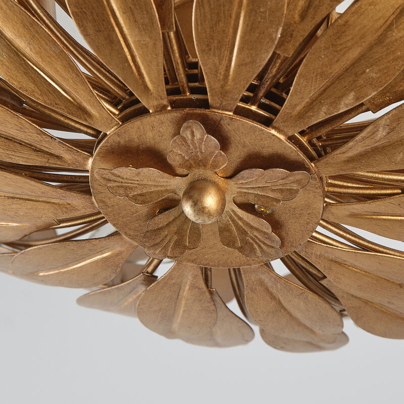 15.8" Modern Antique Gold Leaf Semi Flush Mount Ceiling Light image number 7