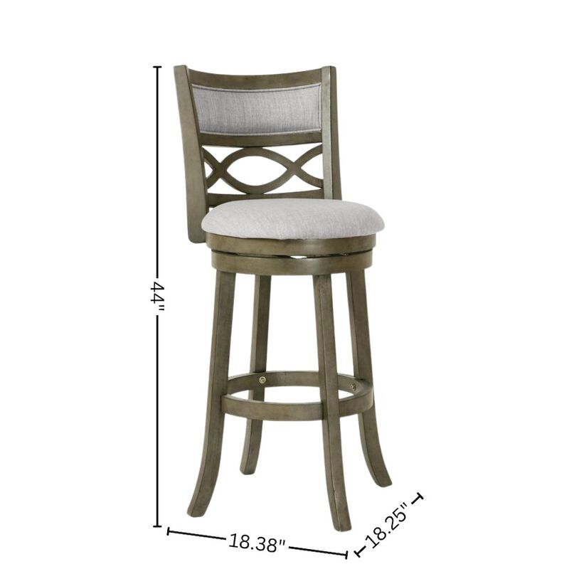 Wood Swivel Bar Stool Set of 2 Gray Fabric image number 4