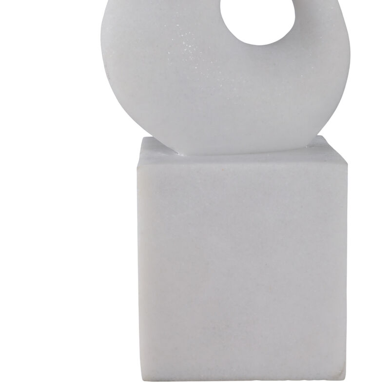 12x7" Abstract Resin Sculpture On Base, White image number 4