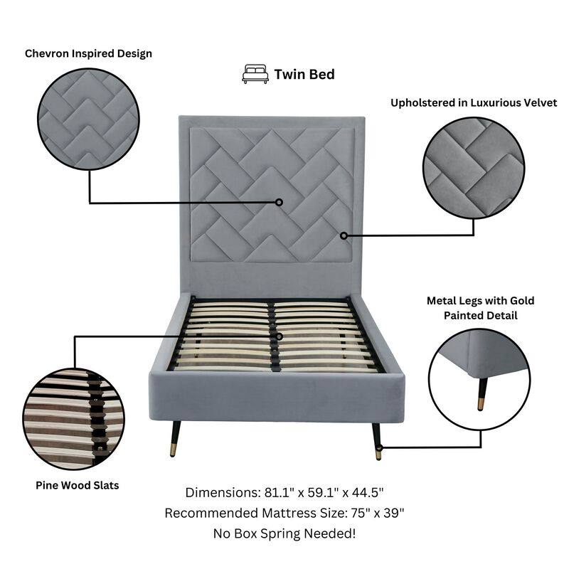Crosby Gray Twin Bed