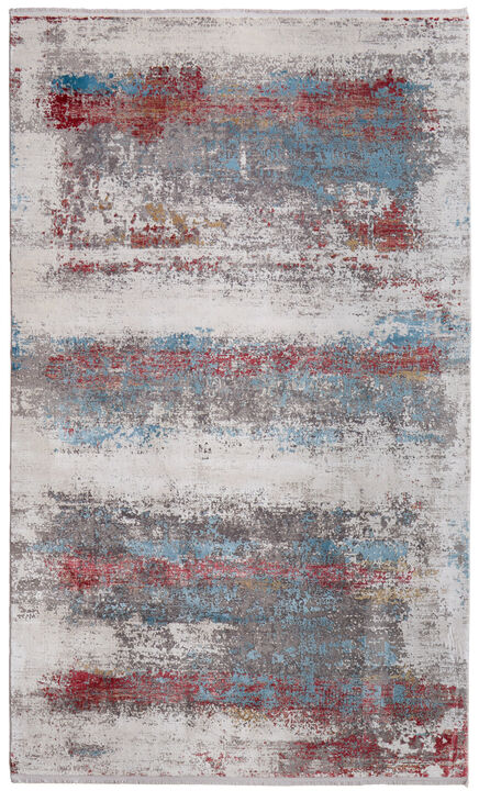 HomeRoots Abstract Power Loom Area Rug With Fringe