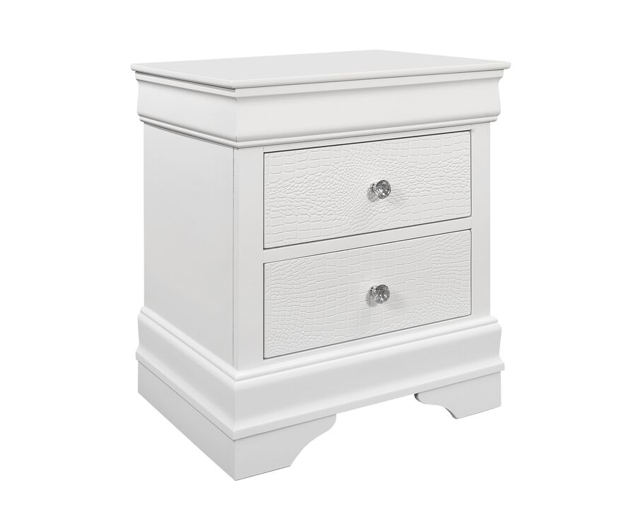 Pompei Metallic White Modern Nightstand with Storage