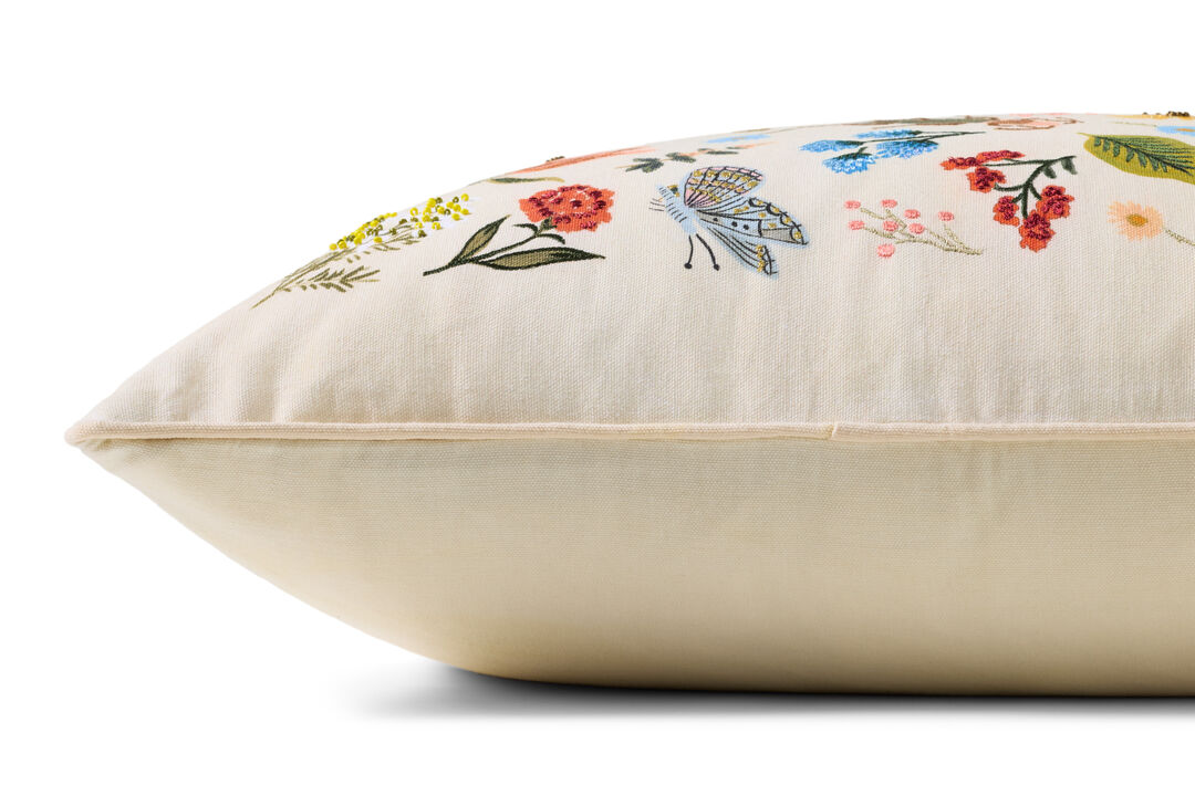 Curio Garden White/Multi 22''x22'' Pillow Cover by Rifle Paper Co. x Loloi