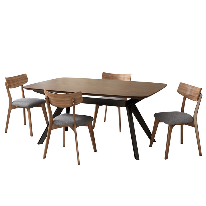 Christopher Knight Home Bartlett 5 Piece Mid-Century Modern Rubberwood Upholstered Dining Set