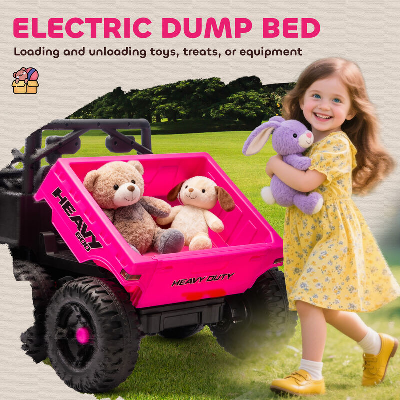 BreeBe 24V 4WD Kids Ride On Car with 6 Wheels Electric Ride On Car with Dump Bed, Remote image number 5