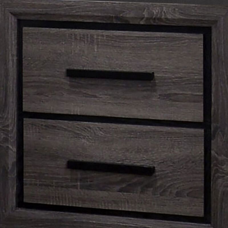 Queen Bedroom Set in Gray & Black Wood &ndash; 2 Piece Set with Nightstand image number 6