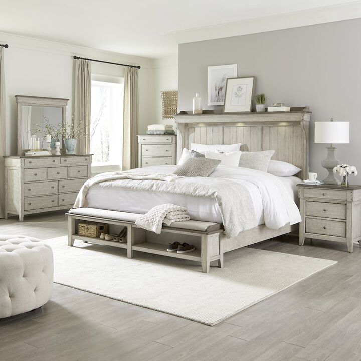 Liberty Furniture Ivy Hollow Queen Mantle Storage Bed, Dresser & Mirror, Chest, Night Stand
