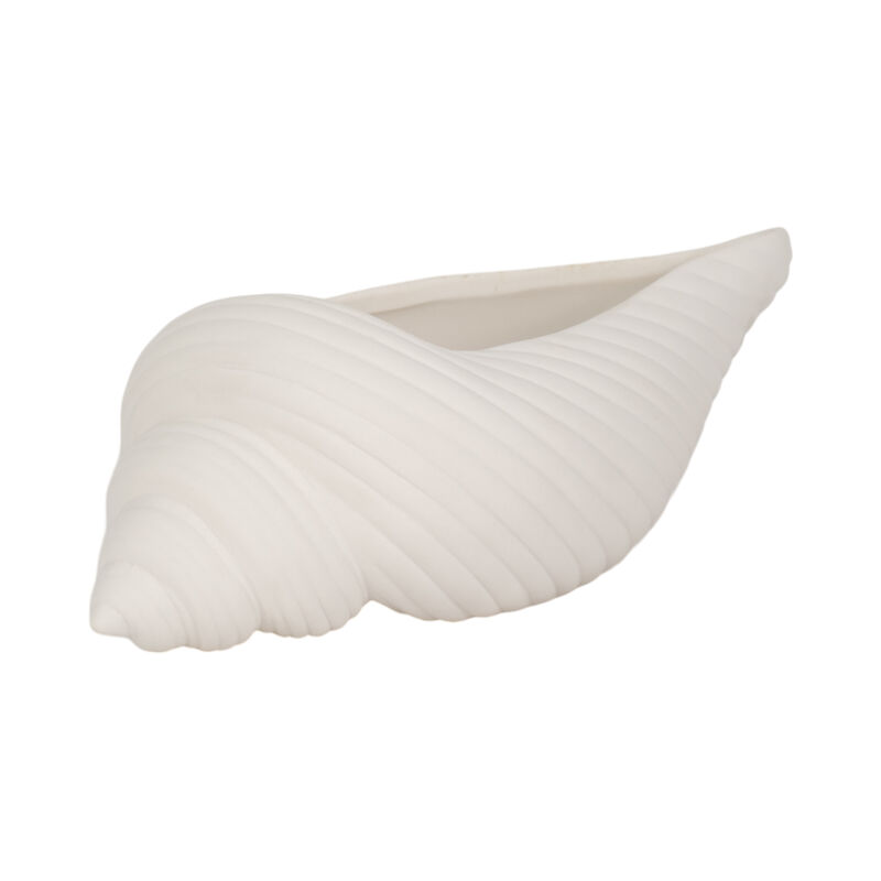 9" Conch Shell Planter, White image number 2