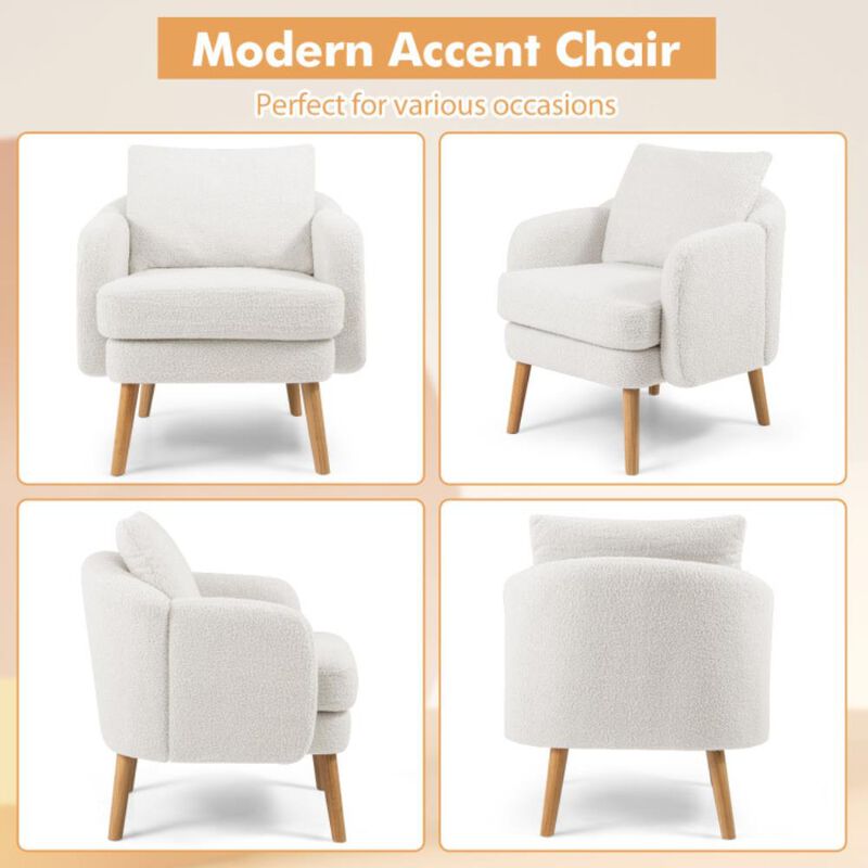 Hivvago Sherpa Accent Chair Modern Living Room Chair with Seat Cushion