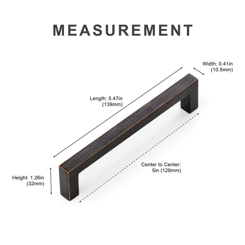 Hestia Hardware 10 Pack 5 Inch Modern Square Cabinet Handle image number 3