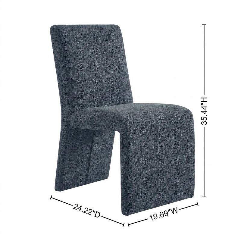 Wooden Upholstered Dining Side Chair with Cushioned Seat, Slate Blue image number 2