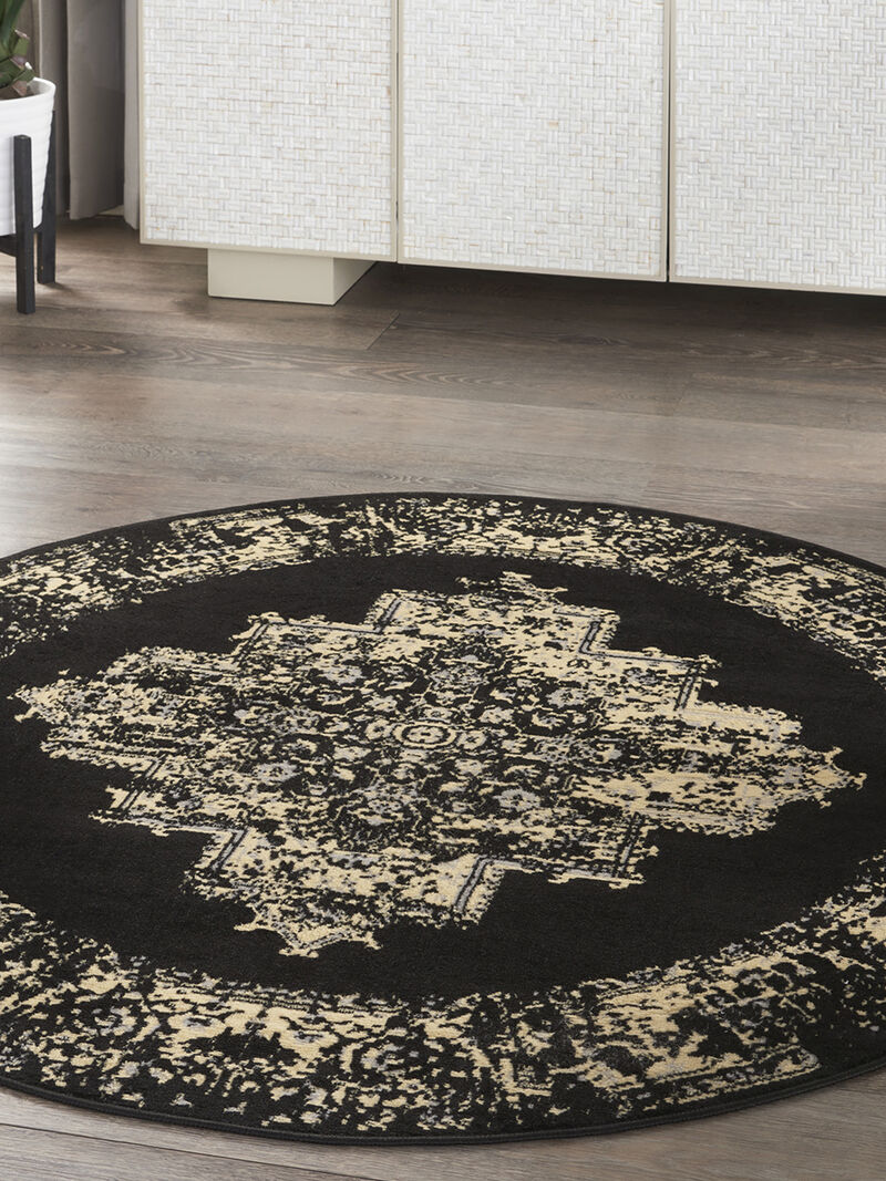 Grafix GRF14 Black 4' x Round Rug